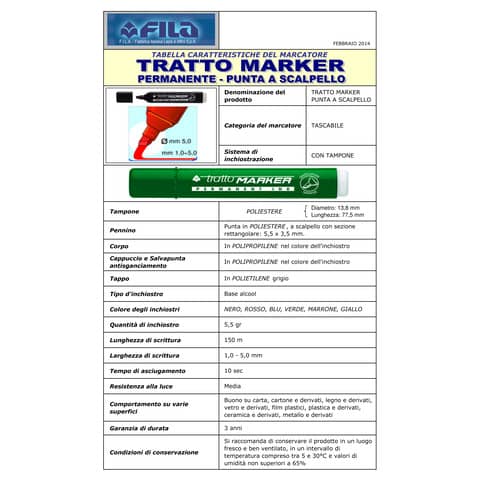 Marcatore permanente TRATTO Marker punta a scalpello 1-5 mm rosso 840102